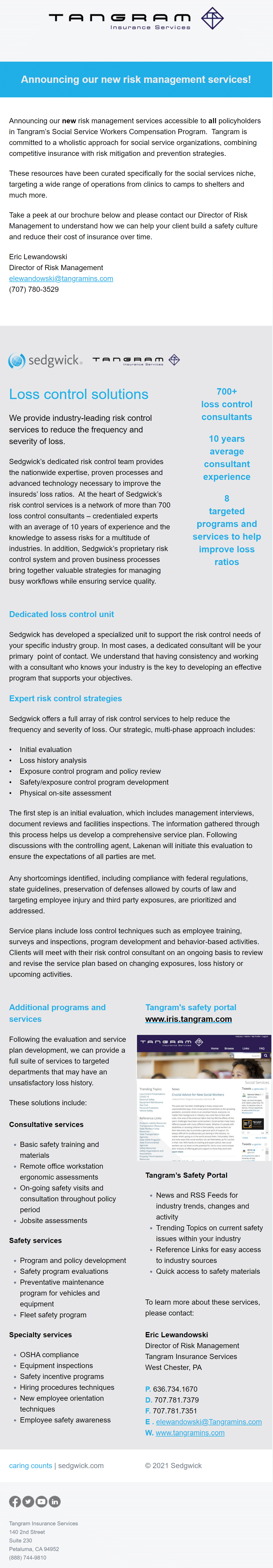Announcing Our New Risk Management Services Tangram Insurance Services